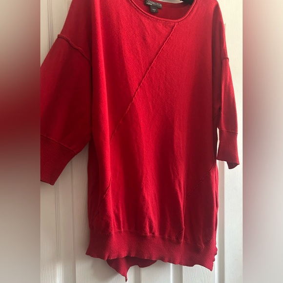 COVINGTON PLUS 2X RED CHERRY ASYMMETRICAL TUNIC LIGHTWEIGHT SWEATER TOP - Picture 3 of 4